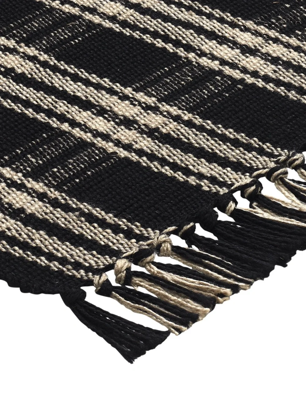 New My Texas House Halloween Black Plaid Indoor/Outdoor Layering Rug, 24